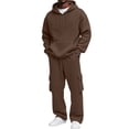 thumbnail image 2 of UDAUDU Sweatsuits for Men 2 Piece Cargo Sweatpants Matching Workout Casual Hoodie Sets Fall Winter Sweatsuit Set with Pocket Brown M, 2 of 6
