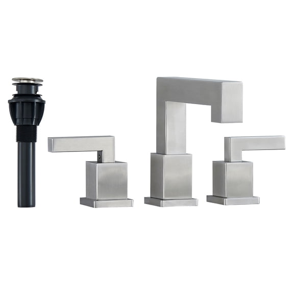 JERFIT 8-inch Widespread Bathroom Faucet with Waterfall Spout, Brushed Nickel 2-Handle Vanity Sink Faucet, Includes Pop-Up Drain and Supply Lines