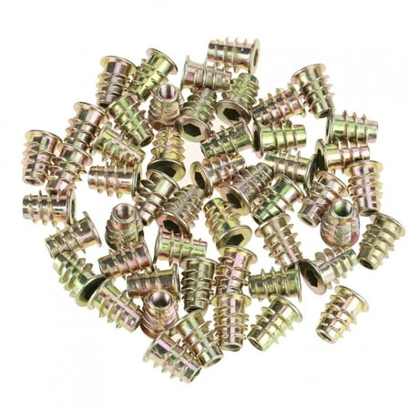 

50Pcs M5*13mm Zinc Alloy Hex Drive Head Furniture Nuts Threaded for Wood Insert