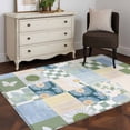 thumbnail image 3 of Rectangle Area Rugs 4 x 6 Ft, Spring Floral Checkered Non-Slip Residential Carpet, Sage Green Daisy Buffalo Plaid Indoor Crawling Mats Runner Rugs for Living Room/Dining Room/Bedroom, 3 of 8