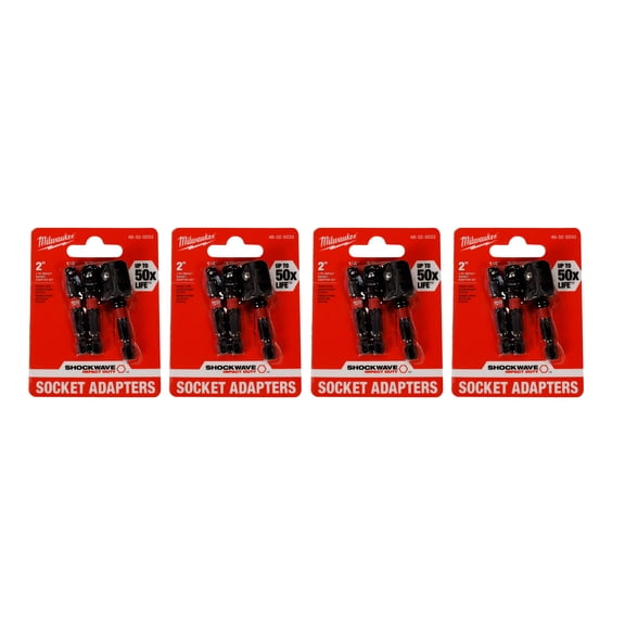 Milwaukee 48-32-5033 3-Piece Impact Hex Shank Socket Adapter Set (4 Pack)