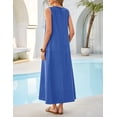 thumbnail image 3 of Merokeety womens 2026 summer boho ruched sleeveless tank dress with side pockets royalblue l, 3 of 4