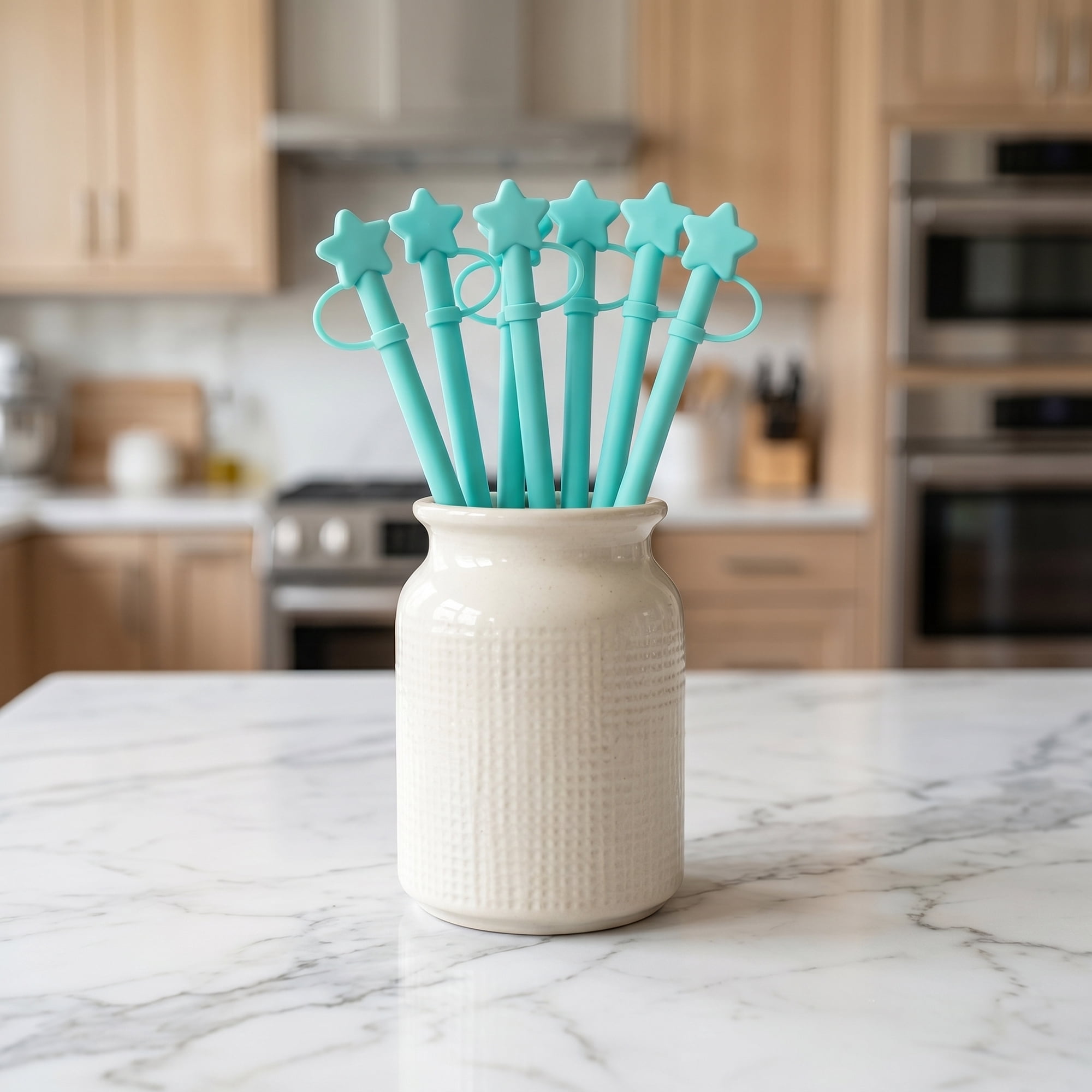 Unique Bargains 6Pcs Reusable Silicone Straws Drinking Straws Blue B