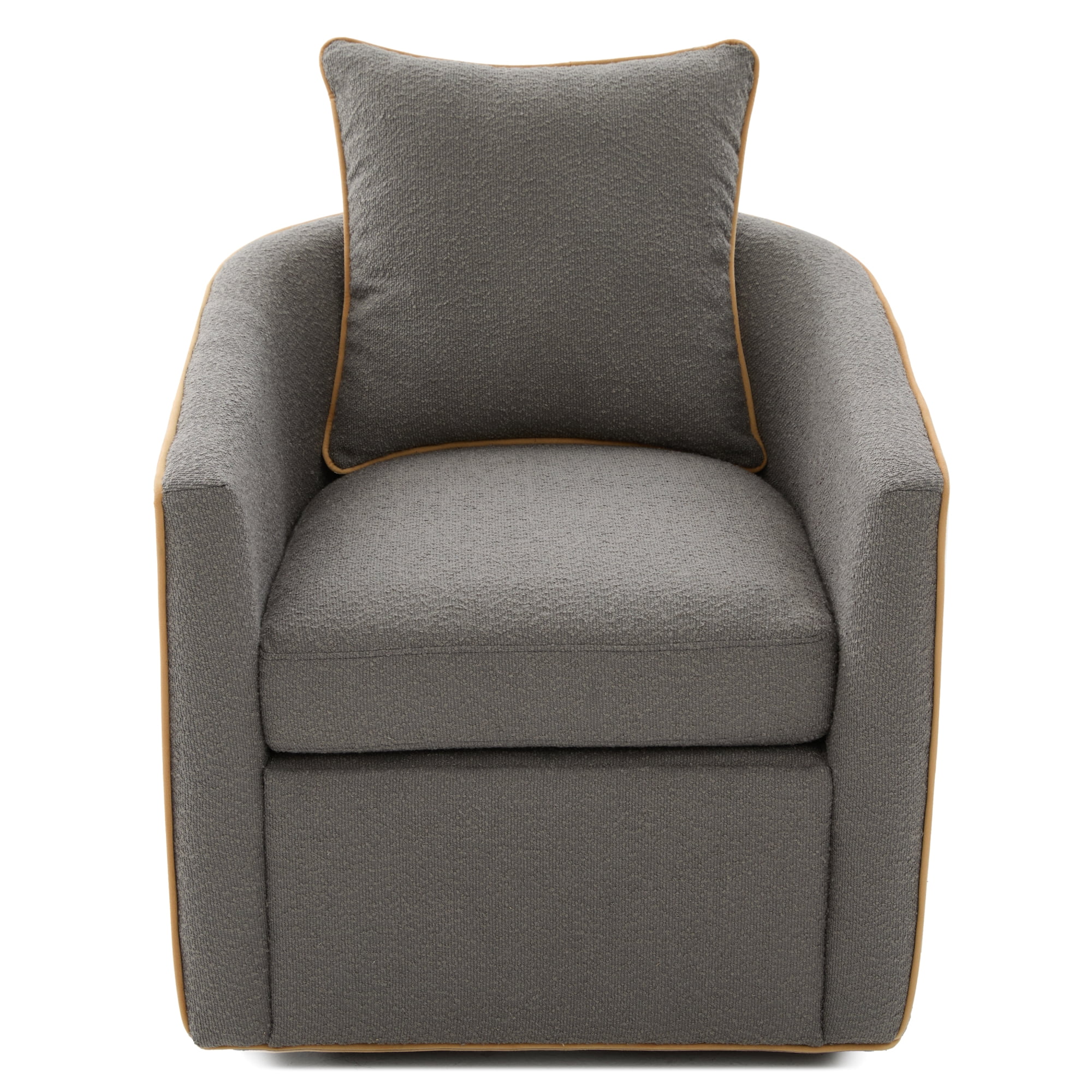 Leumius Swivel Accent Chair, Upholstered Club Chair Barrel Sofa Chair for Living Room, Reading Corner and Small Spaces, Light Grey