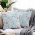 thumbnail image 2 of Throw Pillow Covers 18x18 Inch Set of 2, Rabbits Ferns Waterproof Outdoor Pillow Covers, Purple Flowers Leaves Cottagecore Sky Blue Decorative Cushion Pillowcases for Couch, Sofa, Bed, Garden, Patio, 2 of 9