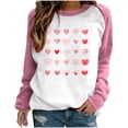 thumbnail image 1 of Cameland Rabais Saint-Valentin Femmes Mignon Rouge Cœur Graphique T-Shirts Raglan Manches Longues Col Rond Chandails en Molleton Ample Décontracté Tops Rose, 1 of 3