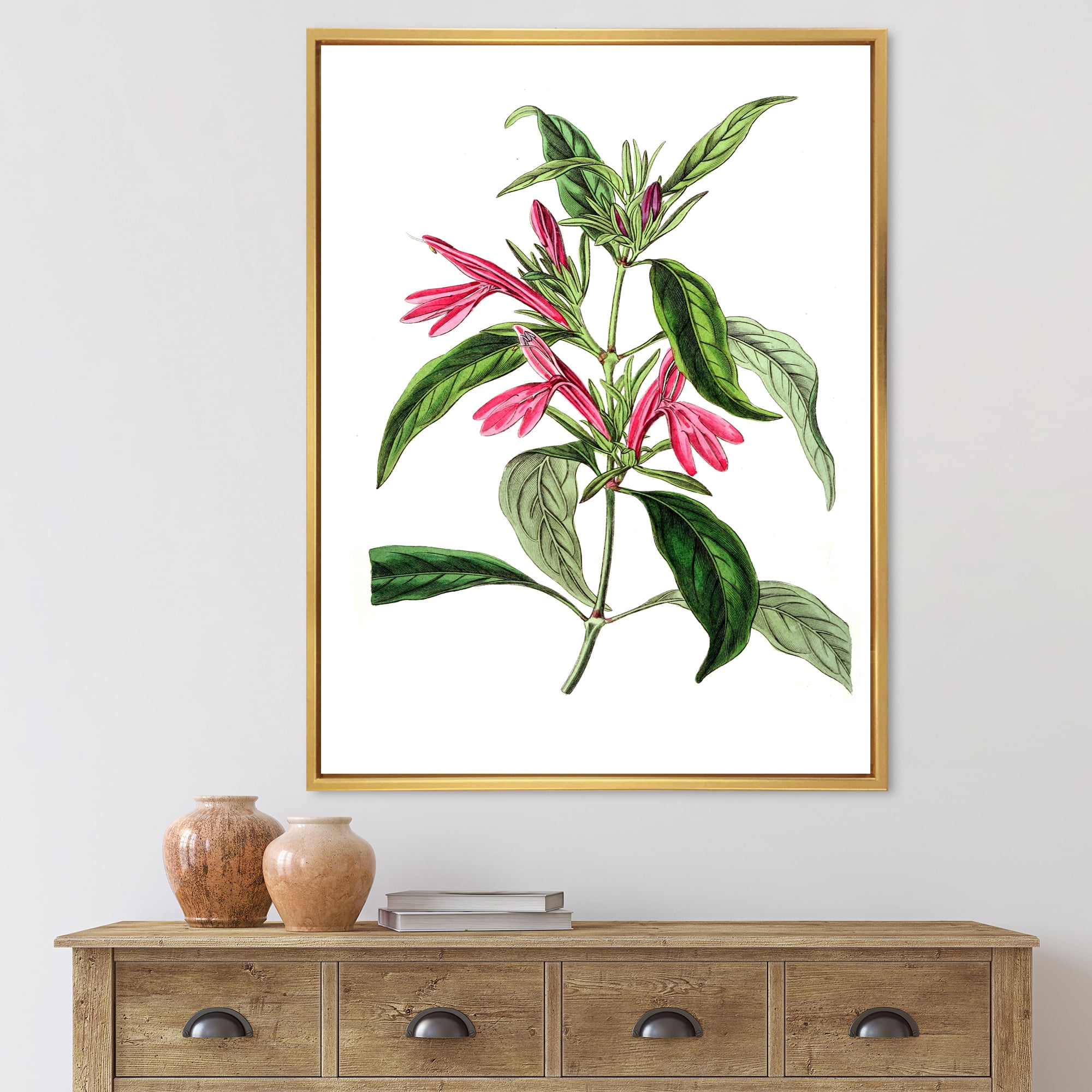 Designart 'Ancient American Flora VII' Traditional Framed Canvas Wall Art Print