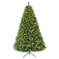 thumbnail image 2 of 7.5FT Pre-lit Christmas Tree, Artificial Spruce Christmas Tree 450 Warm White Lights, Easy Assembly/Metal Stand /Hinged, 2 of 5