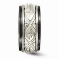 thumbnail image 3 of Black Titanium Men's and 925 Sterling Silver-Inlay Unique Design Wedding Band Ring Size 11.5, 3 of 8