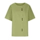 thumbnail image 4 of ICHUANYI Clearance Women's Fashion Summer Round Neck Leisure Short Sleeve Solid Buttons Tops(Mint Green, M) ICHUANYI WER2023080903253, 4 of 6