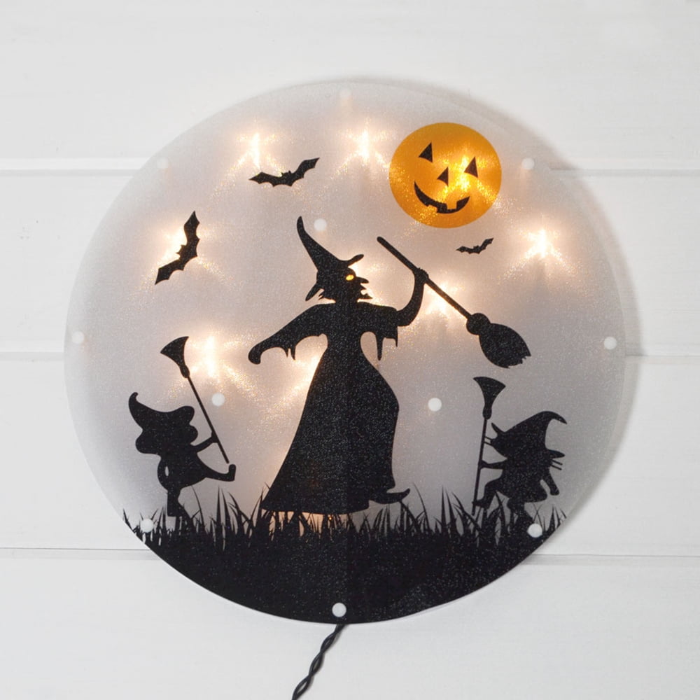 Window Decoration Halloween Witch 13.75 inch 10 Lights Plugin