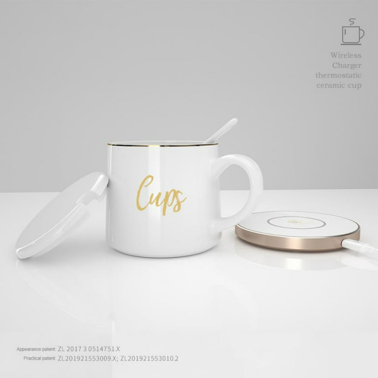 Misby Mug Warmer & Coffee Mug, Coffee Cup Warmer for Desk Auto On/Off  Gravity-Induction Mug Warmer for Office Desk Use, Coffee Warmer Plate Keeps