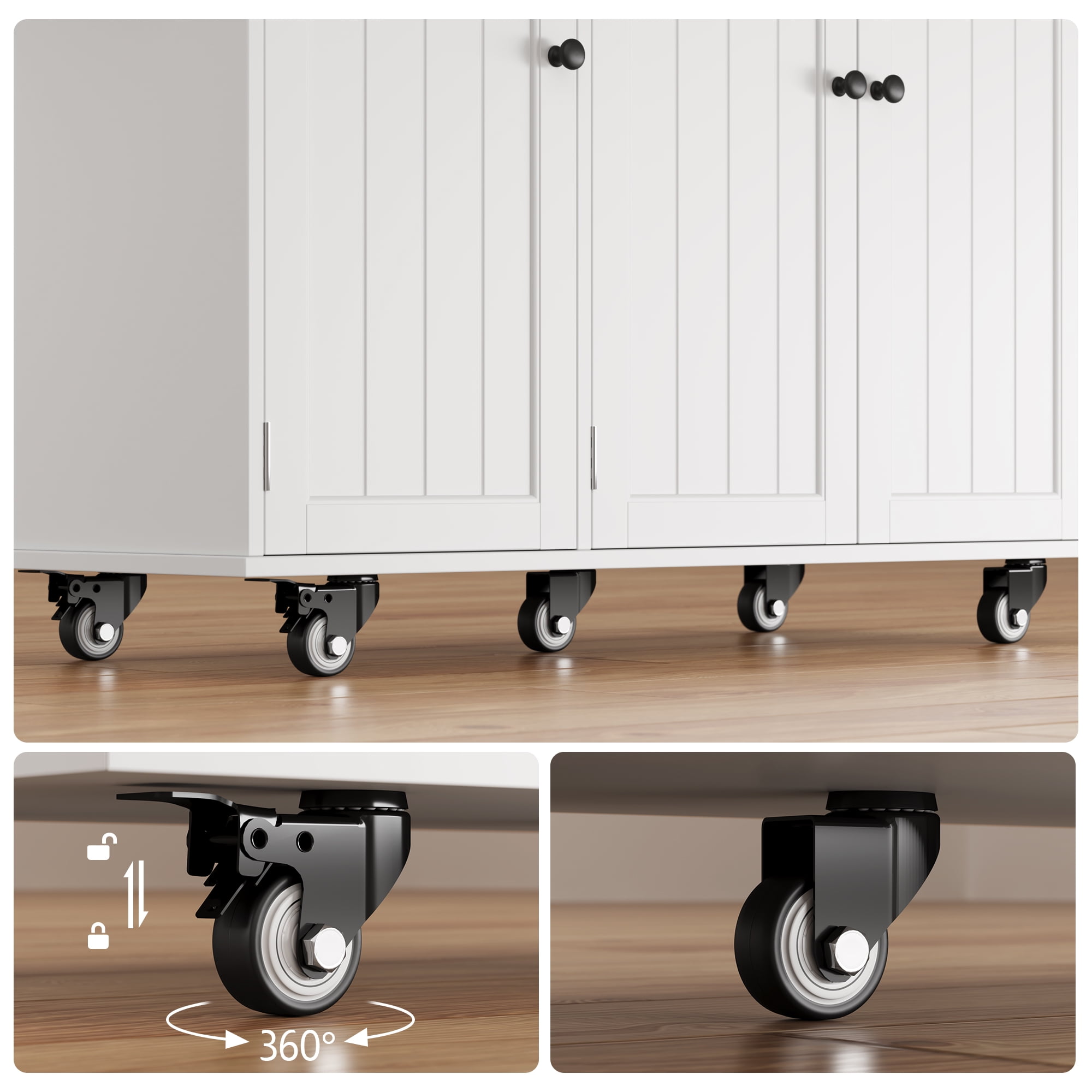 Kitchen Island with Storage, Lofka 41.7” Kitchen Island Cart with Drop Leaf | Interal Storage Rack | a Drawer | Spicy Rack and Towe, White