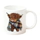 thumbnail image 1 of Pisexur Batería de cocina Taza de cerámica con bufanda a cuadros de vaca, taza de café o té con estampado de ganado escocés para amantes de la decoración. para la cocina del hogar, 1 of 3