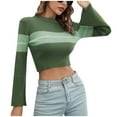 thumbnail image 2 of Women's 2023 Fall Long Sleeve Cropped Sweater Slim Crewneck Knit Pullover Sweaters Crop Tops, 2 of 6