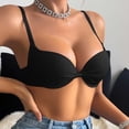 thumbnail image 4 of Plunge Underwire Bras for Women Cheeky Ruched Push Up Bras Adjustable Strap Lifting Minimizer Bralette 36D, Black, 4 of 7