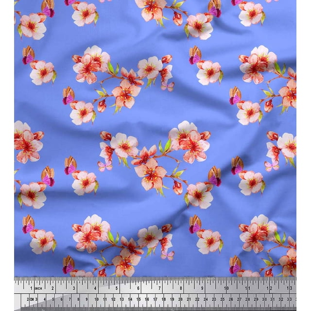 Soimoi Rayon Fabric Blossom Floral Decor Fabric Printed Yard 56 Inch Wide