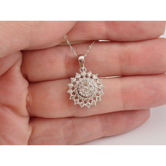 2Ct Round Cut Simulated Diamond Women's Fancy Pendant 14K Gold plated silver.