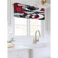 thumbnail image 3 of Valances for Windows Red Black Twist Art Rod Pocket Cafe Window Treatments Valance Curtains for Kitchen Bathroom Laundry Basement Windows 42"x18", 3 of 9