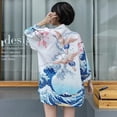 thumbnail image 5 of Men's Kimono Cardigan Jacket Japanese Style Flying Crane Seven Sleeves Open Front Coat, 5 of 7