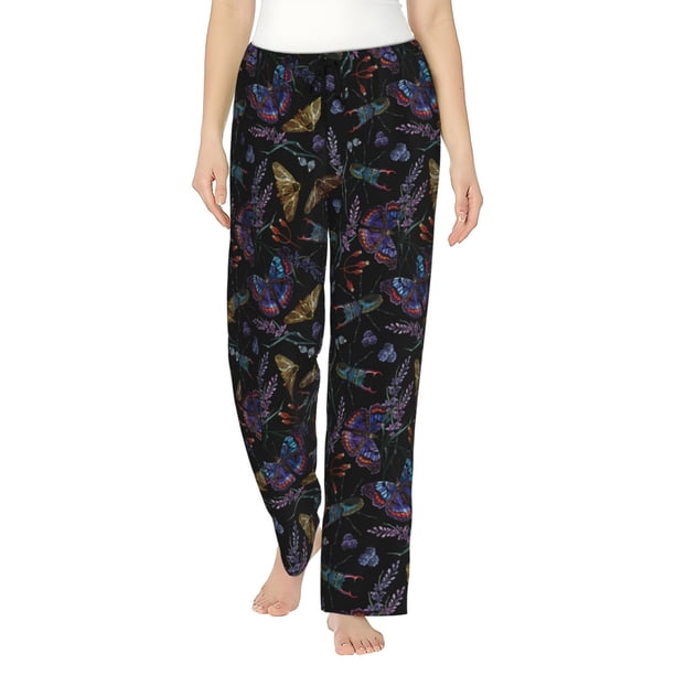 Balery Lavender Flowers Pantalones de pijama para mujer, pijamas ultraligeros, pantalones de estar por casa-Large