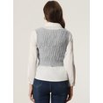 thumbnail image 4 of Chaleco Corto de Punto para Mujer Allegra K Camisetas sin mangas de Punto con Cuello En V gris L, 4 of 5