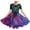 Purple-17, variant on Ugoldhm Girls Midi Dresses Dancewear Summer Crew Neck A-Line Fashion Print Short Sleeve Swing Midi Dress Size 4-14