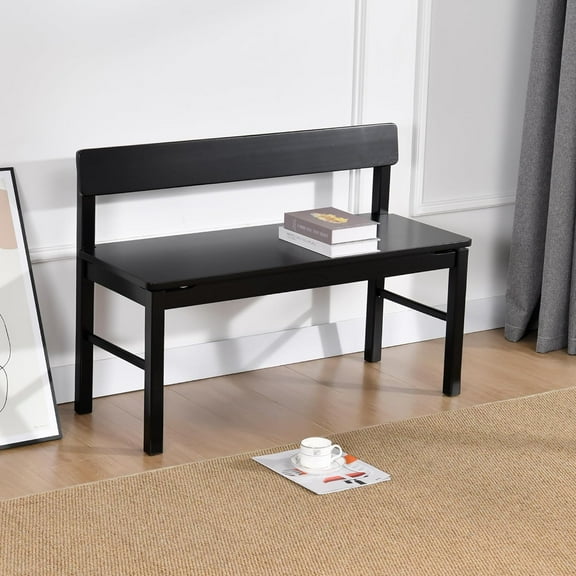 DUHOME Entryway Bench, Black Dining Bench with Spindle Back Farmhouse Wood Windsor Bench for Foyer Balcony Living Room, Black