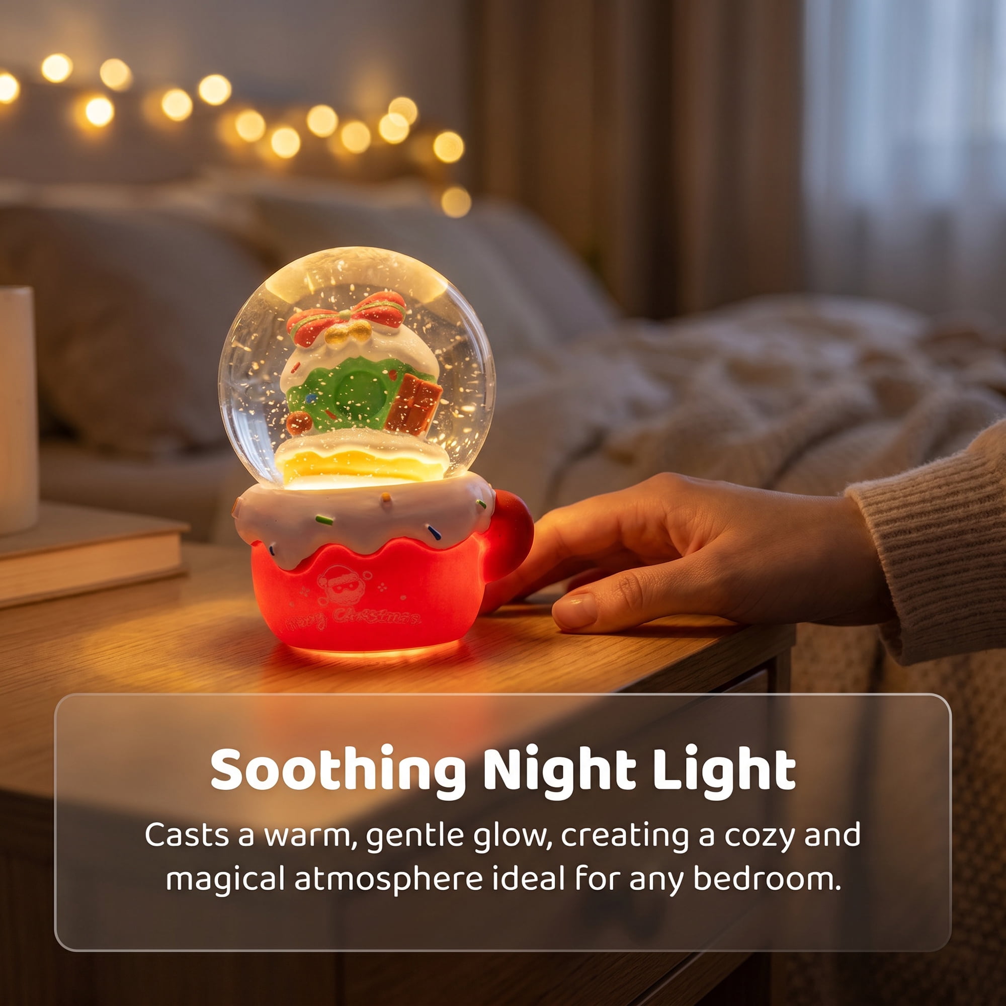 Unique Bargains Crystal Ball Shatterproof LED Glitter Snow Globe Red K 2.6" x 2.6" x 3.7"