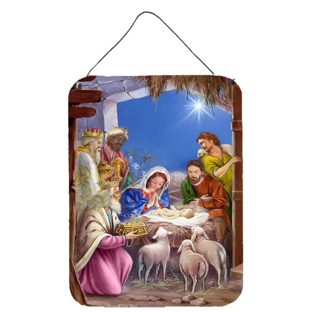 Caroline Treasures Christmas Gnome riding Reindeer Wall or Door Hanging Print... 