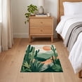thumbnail image 3 of ODIKA 2'x3' Ultra-Soft Accent Mat, Botanical Abstract Monstera Sunset Gradient Print Circular Forest None Washable, Bare feet friendly, Easy Care Indoor rug for Bedside, Footrest, 3 of 7