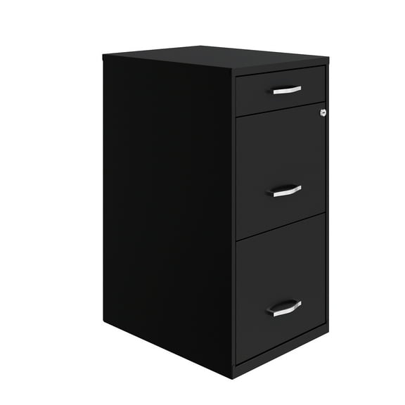Space Solutions 3 Drawer Letter Width Vertical File Cabinet with Pencil Drawer, Black