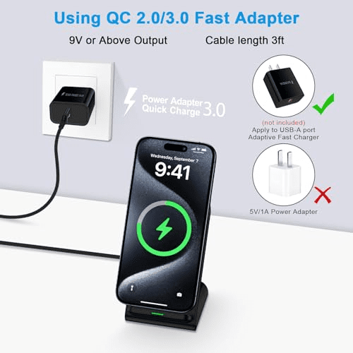 Wireless Charger Samsung Fast Charging Stand for Samsung Galaxy S25 S24 Ultra S24+ S24 S23 FE S22 S21 S20 S10, 15W Android Phone Wireless Charger Stand for Pixel 9 Pro XL Fold 8a 7 Pro, iPhone 16 15