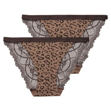 

Xmarks Women s Leopard Print Panties Women s Ice Silk Erotic Temptation Hot Briefs Mid-rise Sports Fitness Comfortable Thin Belt Panties(2-Packs)