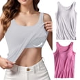thumbnail image 2 of Womens Cotton Camisole Adjustable Camisole With Frame Bra Stretch Undershirt, 2 of 6