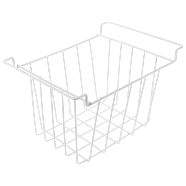 OUNONA White Large Wire Storage Basket for Freezer Drawer Organizer Metal Construction
