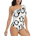 thumbnail image 3 of Honeii Lovely Penguin for women's one-piece swimsuit featuring a chic one-shoulder design experience elegance and style in the water-X-Large, 3 of 6