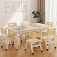 thumbnail image 1 of Conjunto Ajustable de Mesa y 6 Sillas para Niños con Diseño Graffiti Fácil de Limpiar, Ideal para Actividades, Manualidades y Juegos en Guarderías, Aulas y Hogar,sin estuche de almacenamien, beige, 1 of 6
