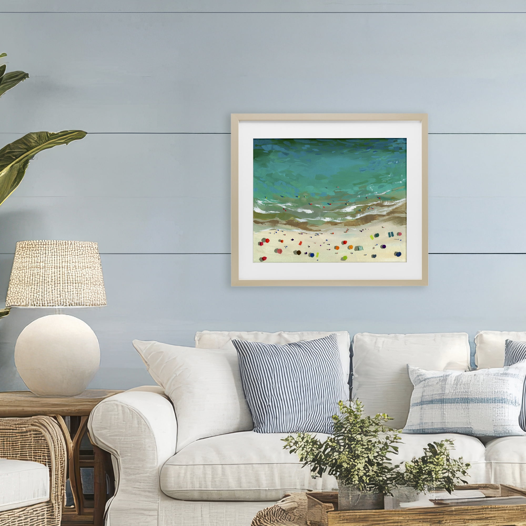 Stupell Industries Aerial Turquoise Shoreline Birch Framed Print Under Glass, design by Brook Page
