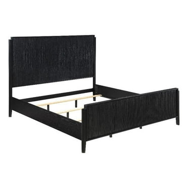 Pemberly Row Transitional Wood California King Panel Bed Black