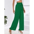 thumbnail image 6 of Chiclily Women Wide Leg Pants with Pockets High Waist Loose Belt Flowy Casual Trousers, US Size Small in Green, 6 of 9