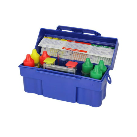 5 Way Swimming Pool Spa Water Chemical Testing Pack Kit with Blue Storage