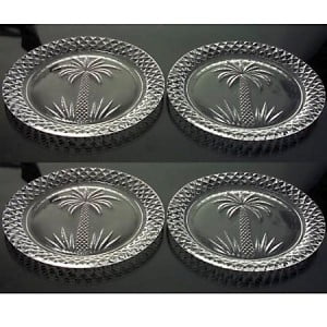 Clear Crystal Palm Tree Tropical Dinner Plates Dinnerware Set Of 4 Clear Crystal Palm Tree Tropical Dinner Plates Dinnerware Set Of 4