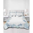 thumbnail image 2 of Quilts Twin Size Bedding Set, Coastal Nautical Lightweight Quilted Comforter, Ocean Beach Coral Conch Seashells Soft Reversible Bedspread Coverlet with Pillow Covers for All Season, 68" x 86", 2 of 7