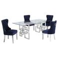 thumbnail image 1 of Rectangular Clear Glass 5pc Dining Set with Silver Stainless Steel Base, 1 of 3