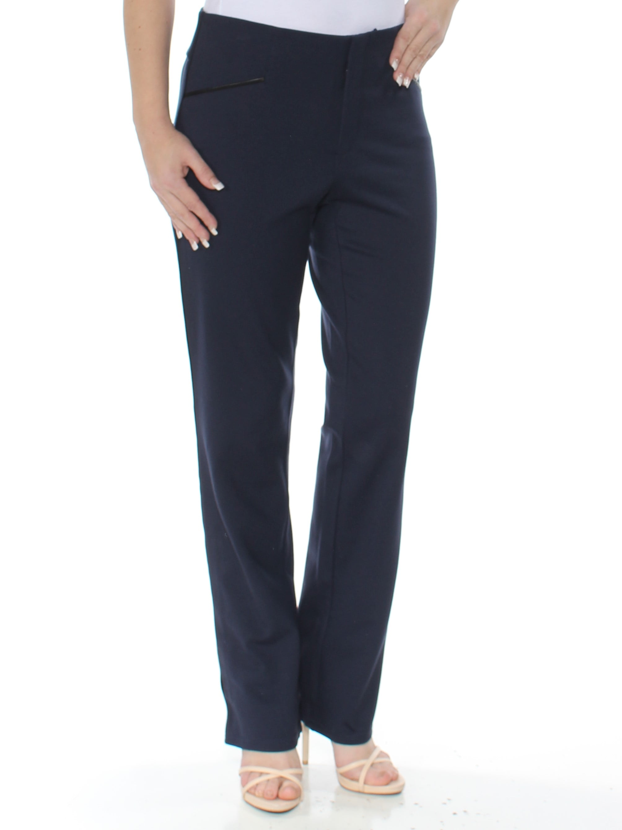 INC INC Womens Navy Fauxleathertrim Curvy Pants Size 6 Walmart