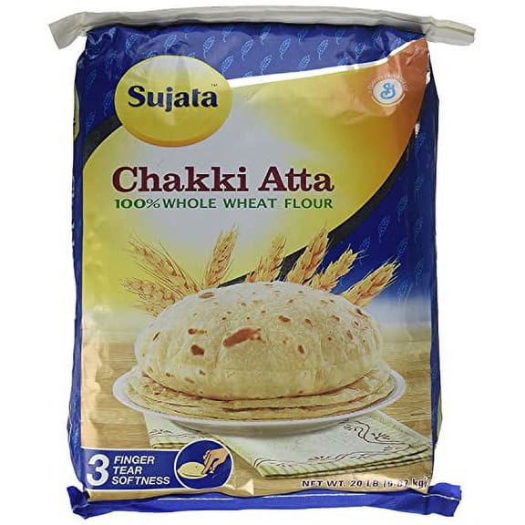 Sujata Chakki Atta, Whole Wheat Flour, 20 Pound Bag