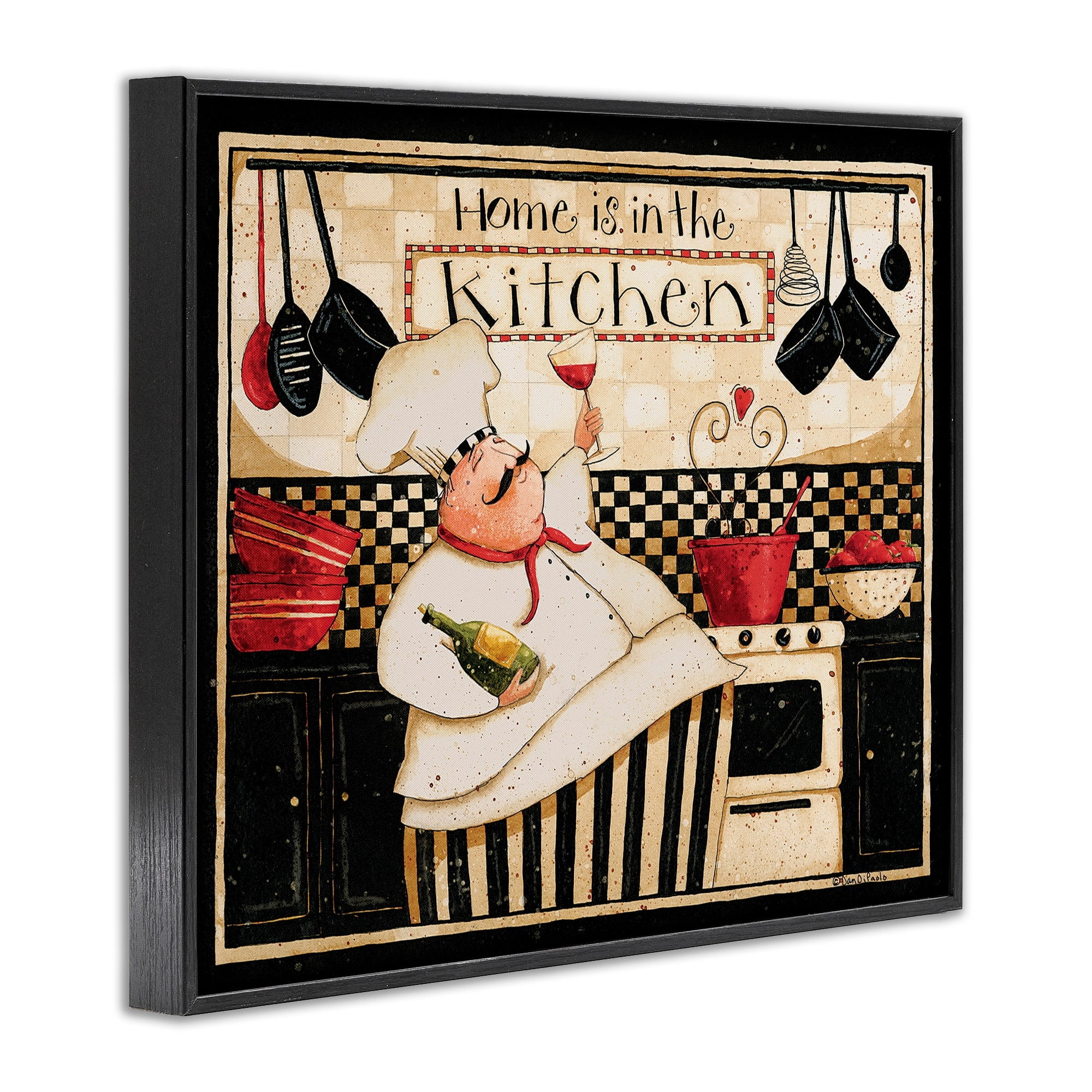 Stupell Industries Home is in the Kitchen with Happy Chef Illustration Designed by Dan DiPaolo