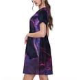 thumbnail image 2 of Honeii Galactic Wolf Stare Print Women’s Short Sleeve Dress, Comfortable Casual Dress, Soft Polyester Spandex Blend, Stylish Everyday Wear for Summer, Perfect for Travel and Vacation, 2 of 6