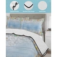 thumbnail image 4 of Quilts Full Size Bedding Set, Summer Beach Starfish Lightweight Quilted Comforter, Blue Coastal Ocean Conch Wood Grain Soft Reversible Bedspread Coverlet with Pillow Covers for All Season, 78" x 90", 4 of 7